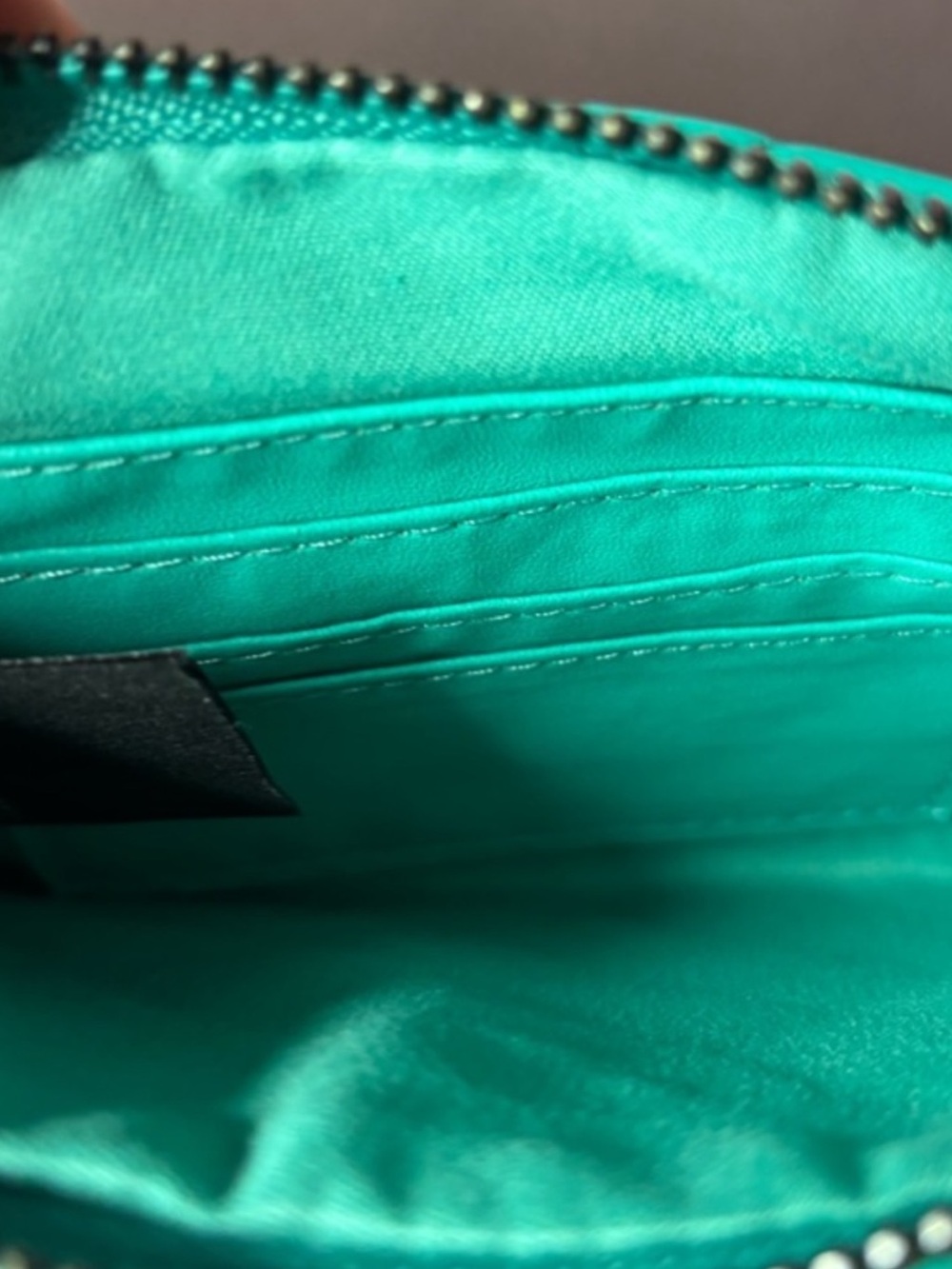 Badgley Mischka Quilted Teal Wristlet with Logo Accent - Picture 5 of 6